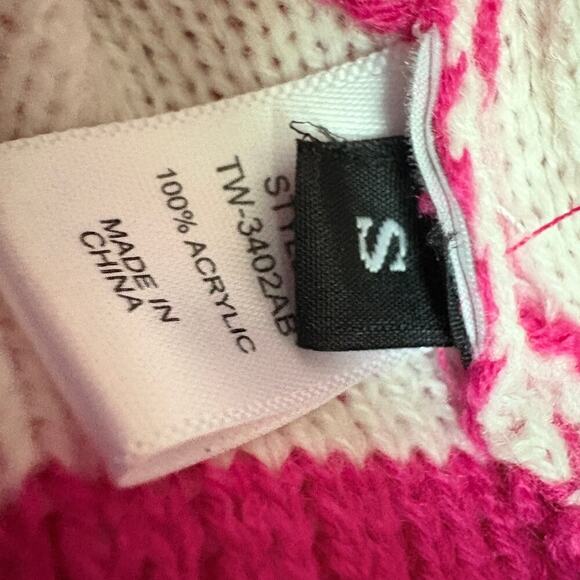 Judith March Hot Pink Star Mama Sweater V Neck Pullover Small Oversized Dopamine - Picture 5 of 6